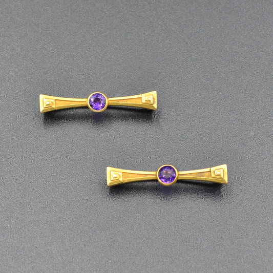 Antique Amethyst and 14k Gold Lingerie Pin Set