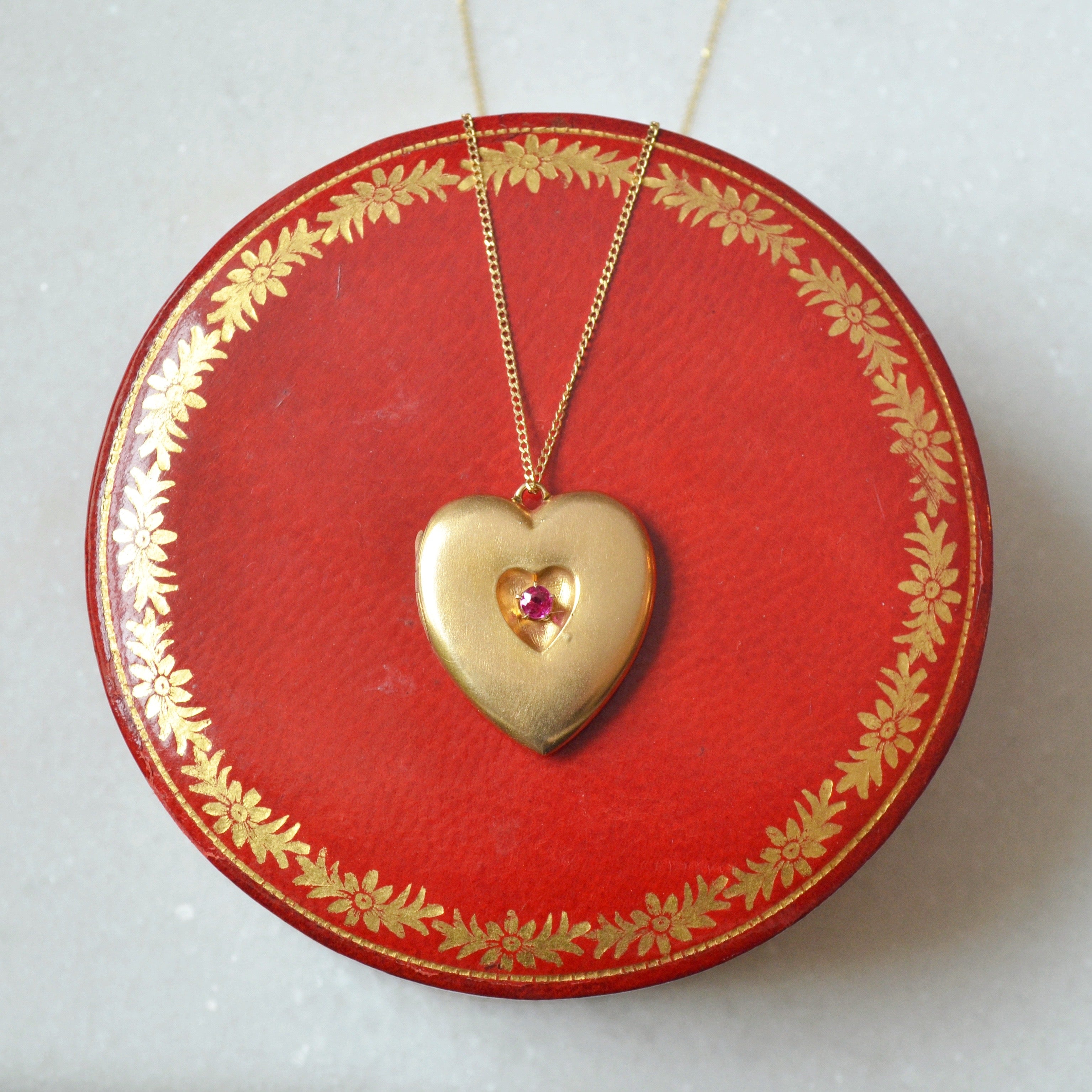 Ruby Heart Locket Antique 14k Gold and Natural Ruby Heart Locket – Marika Gems LTD