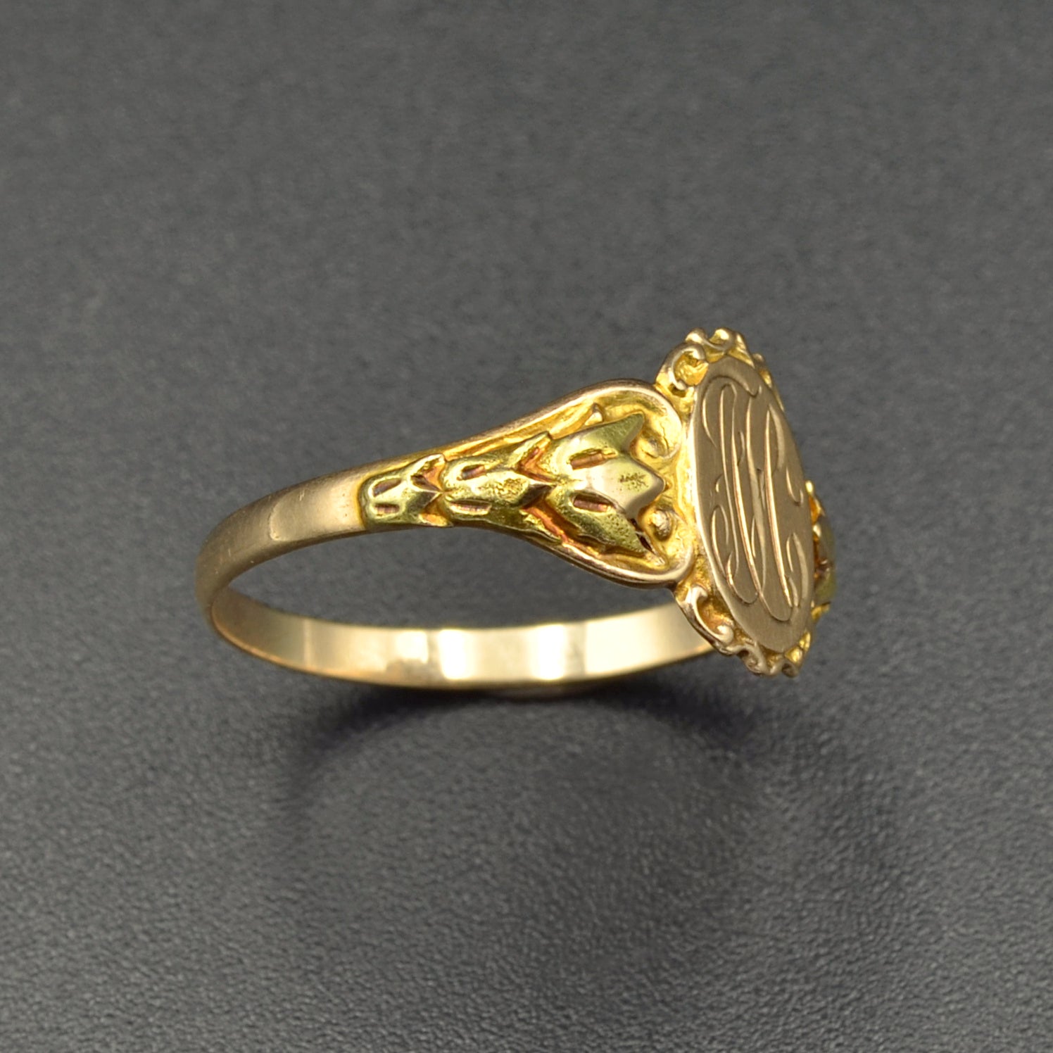 Antique Art Nouveau 10k Gold Signet Ring 