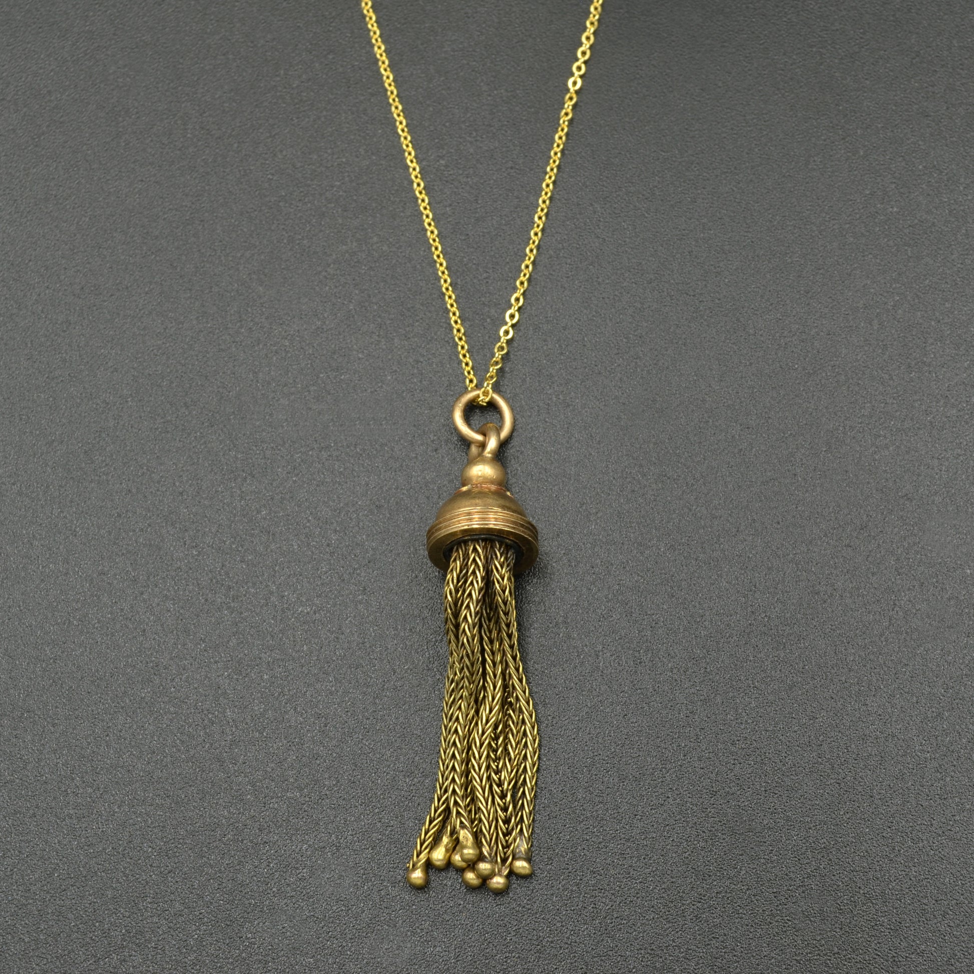 Antique Victorian Tassel Charm Necklace in 18k Gold