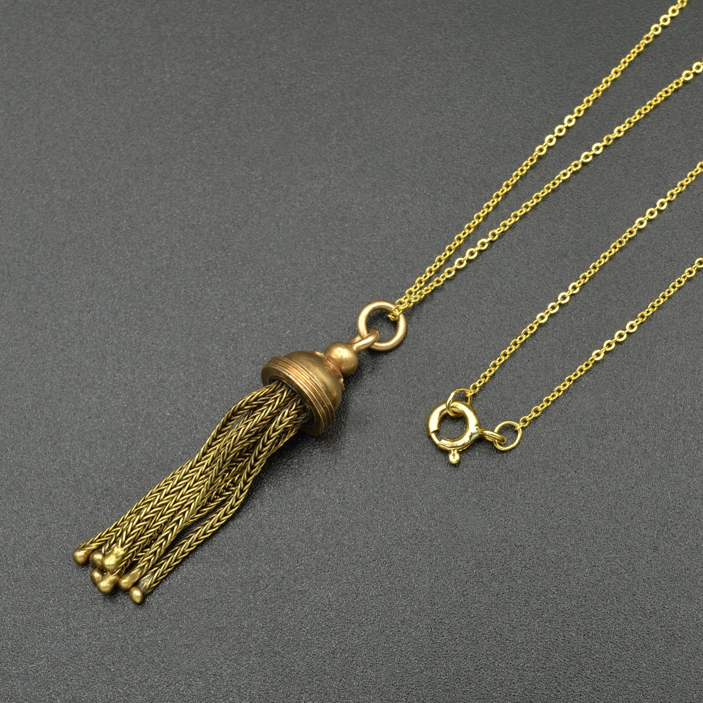 Antique Victorian Tassel Charm Necklace in 18k Gold