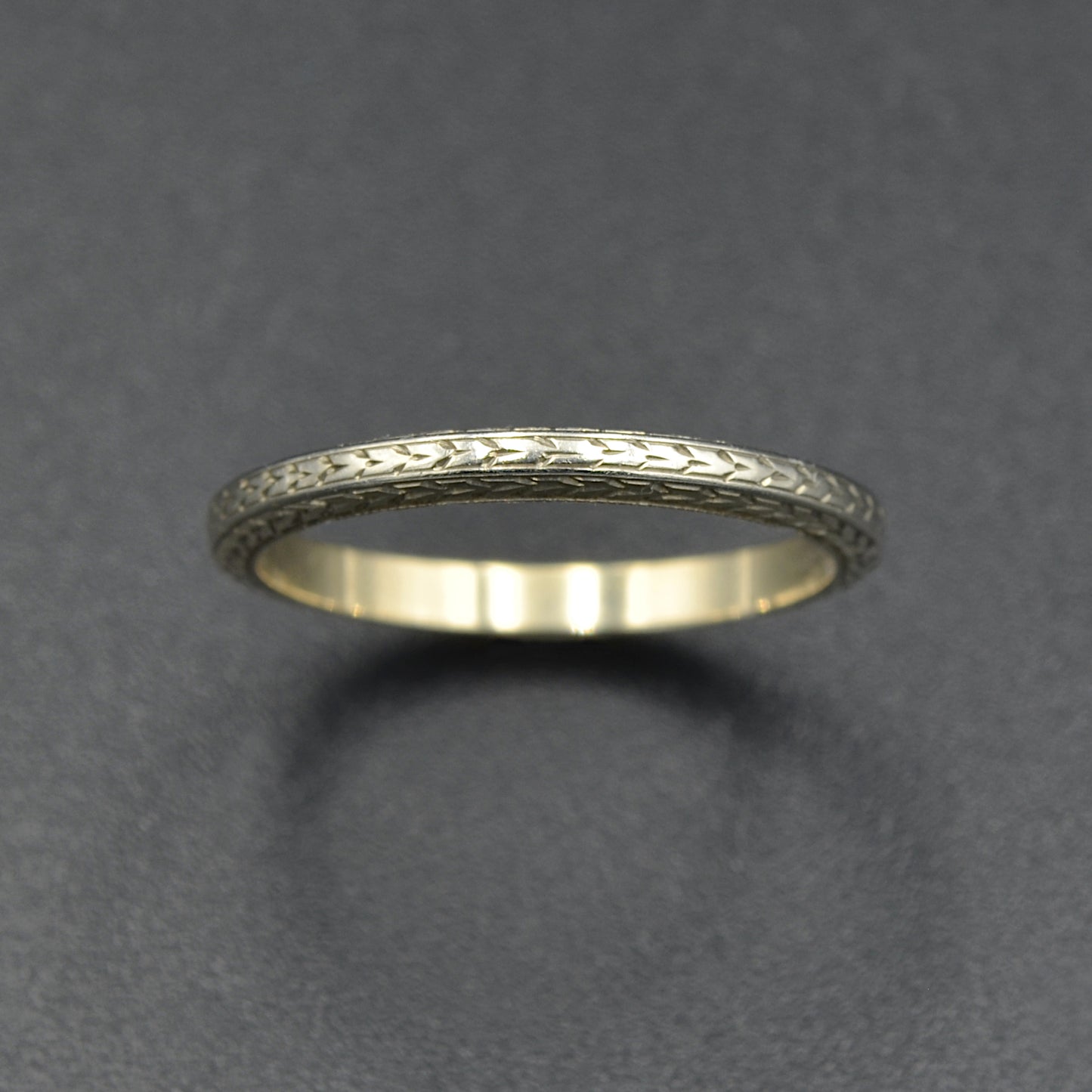 Belais White Gold Art Deco Wedding Band