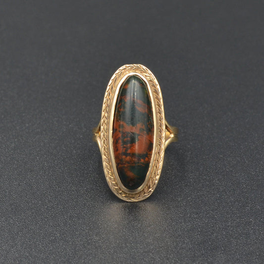 Antique Victorian 14k Gold Bloodstone Pinky Ring