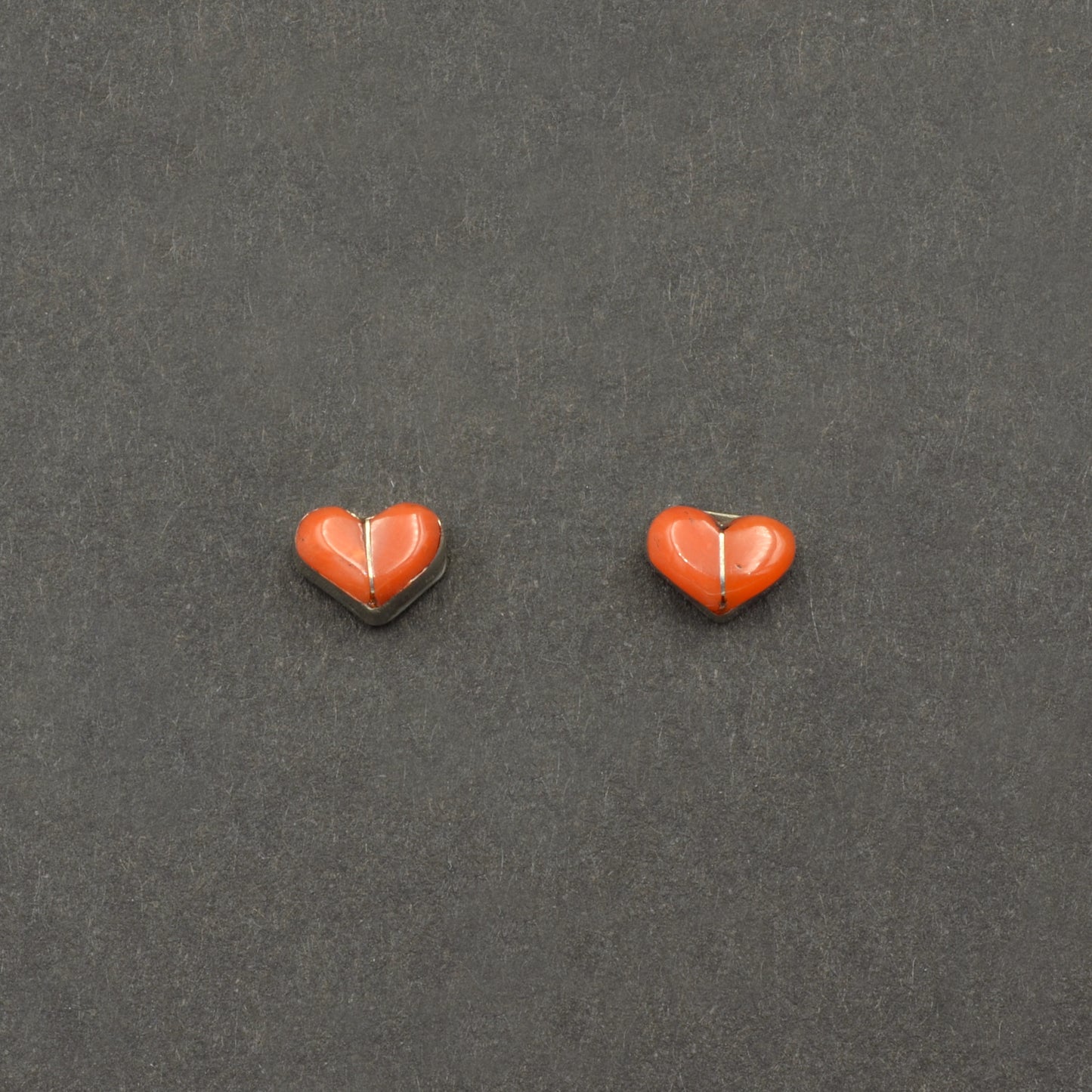 Coral and Silver Heart Earrings