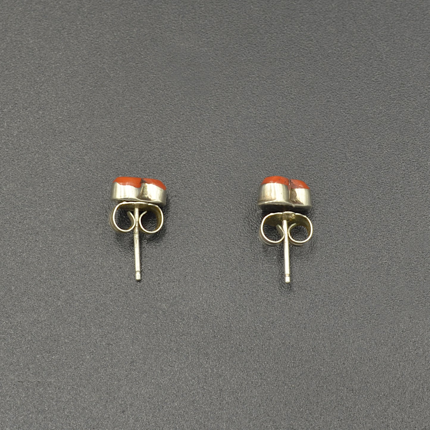 Coral and Silver Heart Earrings