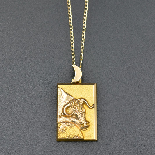 French Taurus Zodiac Pendant Necklace