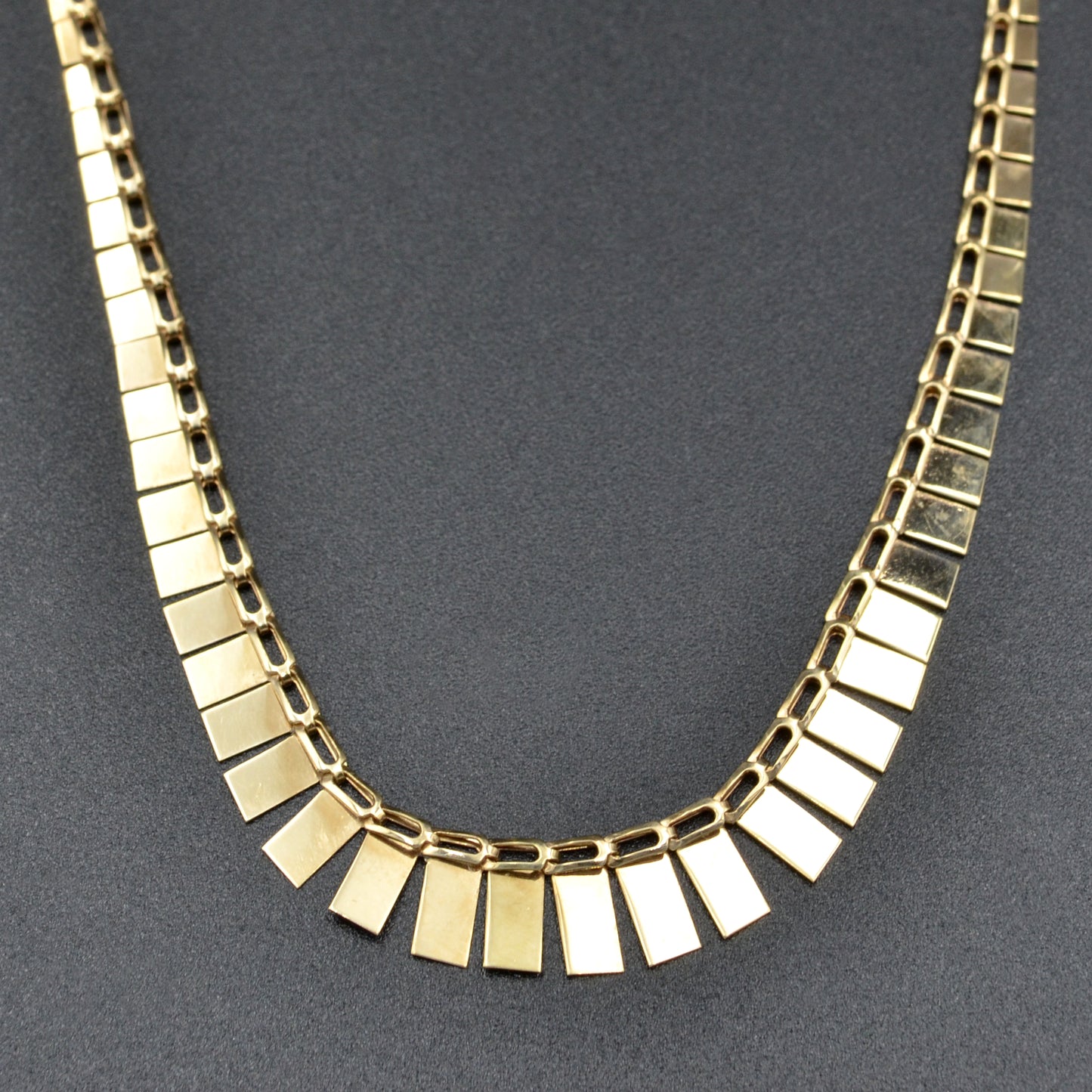 Vintage 9ct Gold Cleopatra Collar Fringe Necklace