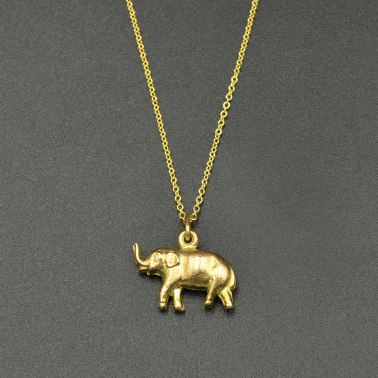 Vintage 10k Gold Elephant Necklace