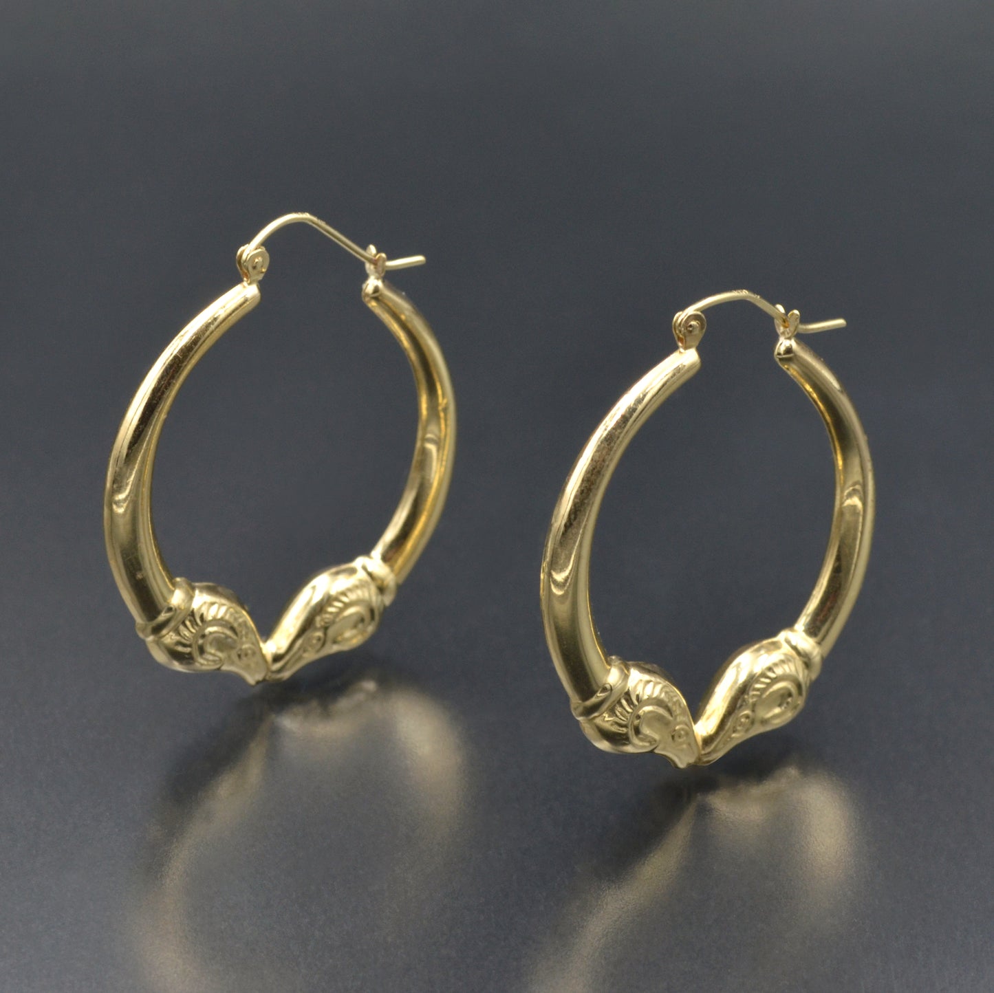 Double Rams Head Hoop Earrings