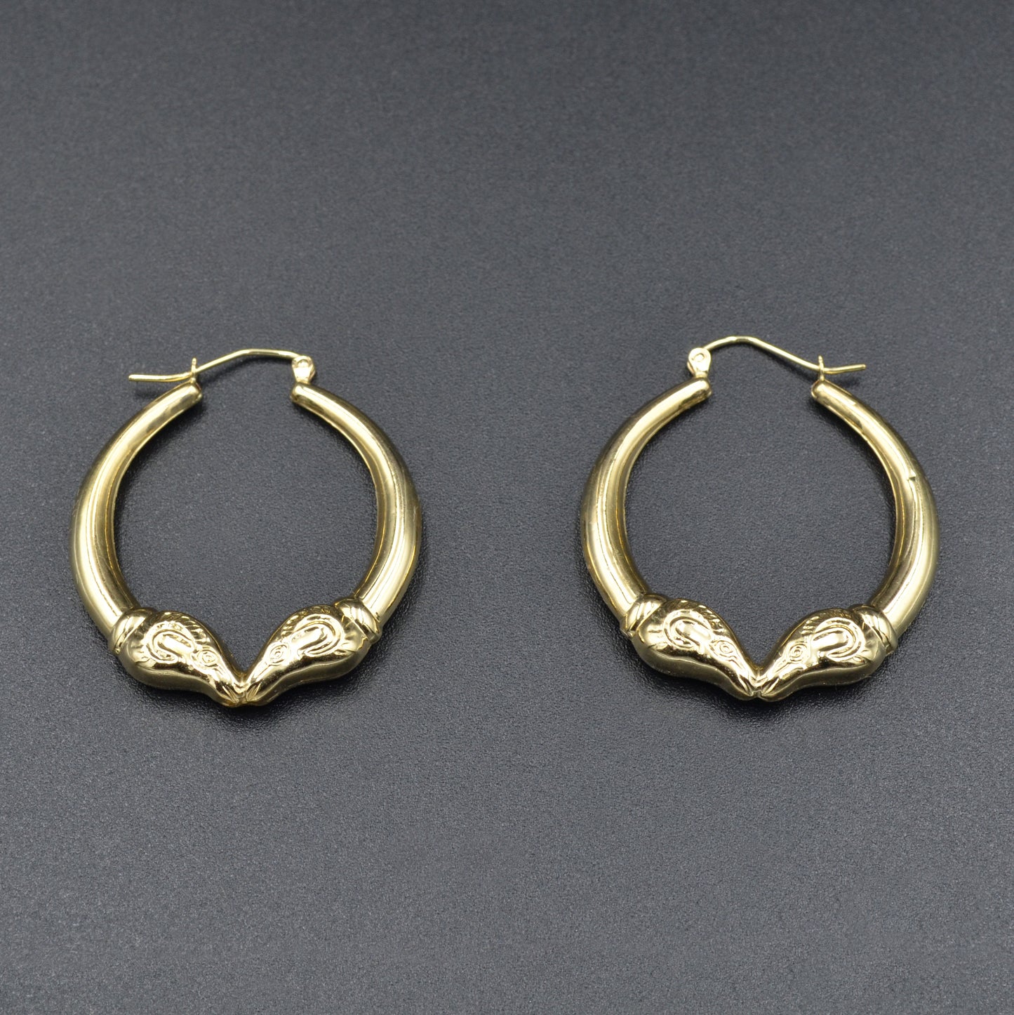 Double Rams Head Hoop Earrings