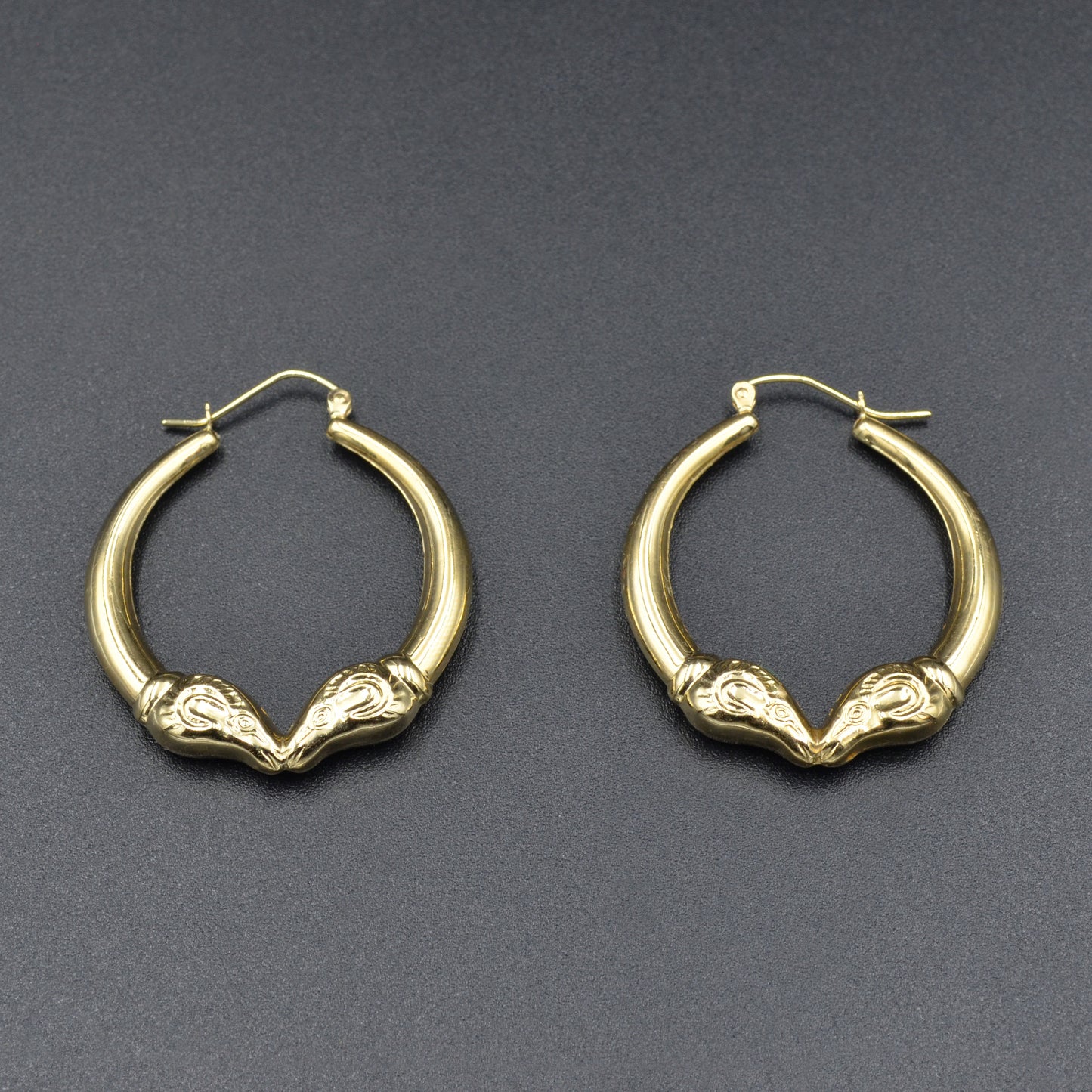 Double Rams Head Hoop Earrings