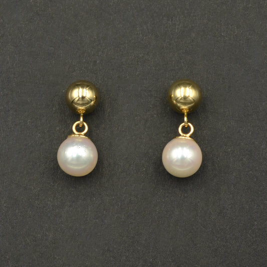 Vintage 14k Gold and Pearl Drop Earrings