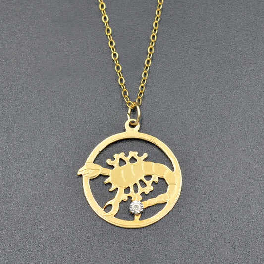Vintage Gold-Filled and Diamond Scorpio Zodiac Pendant Necklace
