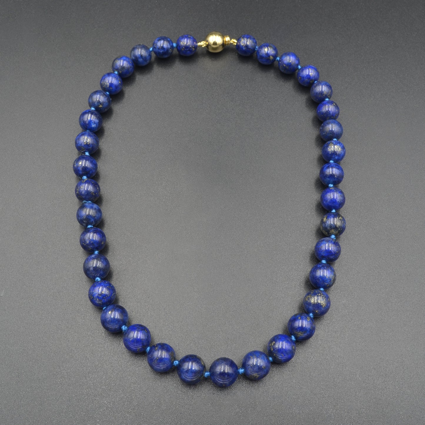 Luxe Vintage 18k Gold and Lapis Lazuli Beaded Collar Necklace