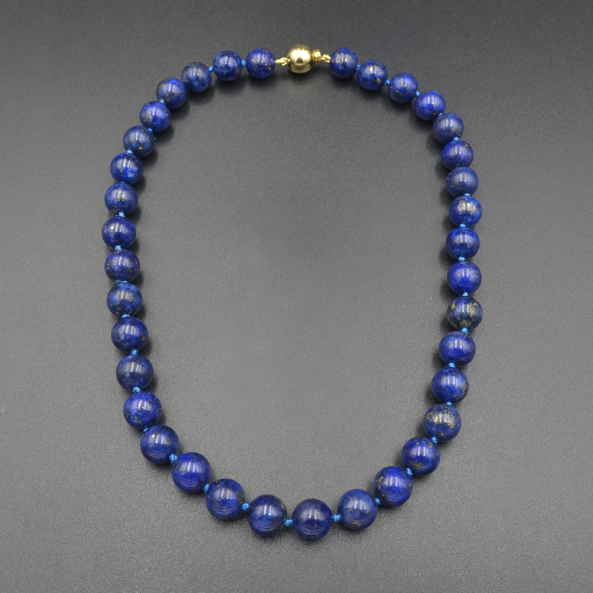 Luxe Vintage 18k Gold and Lapis Lazuli Beaded Collar Necklace