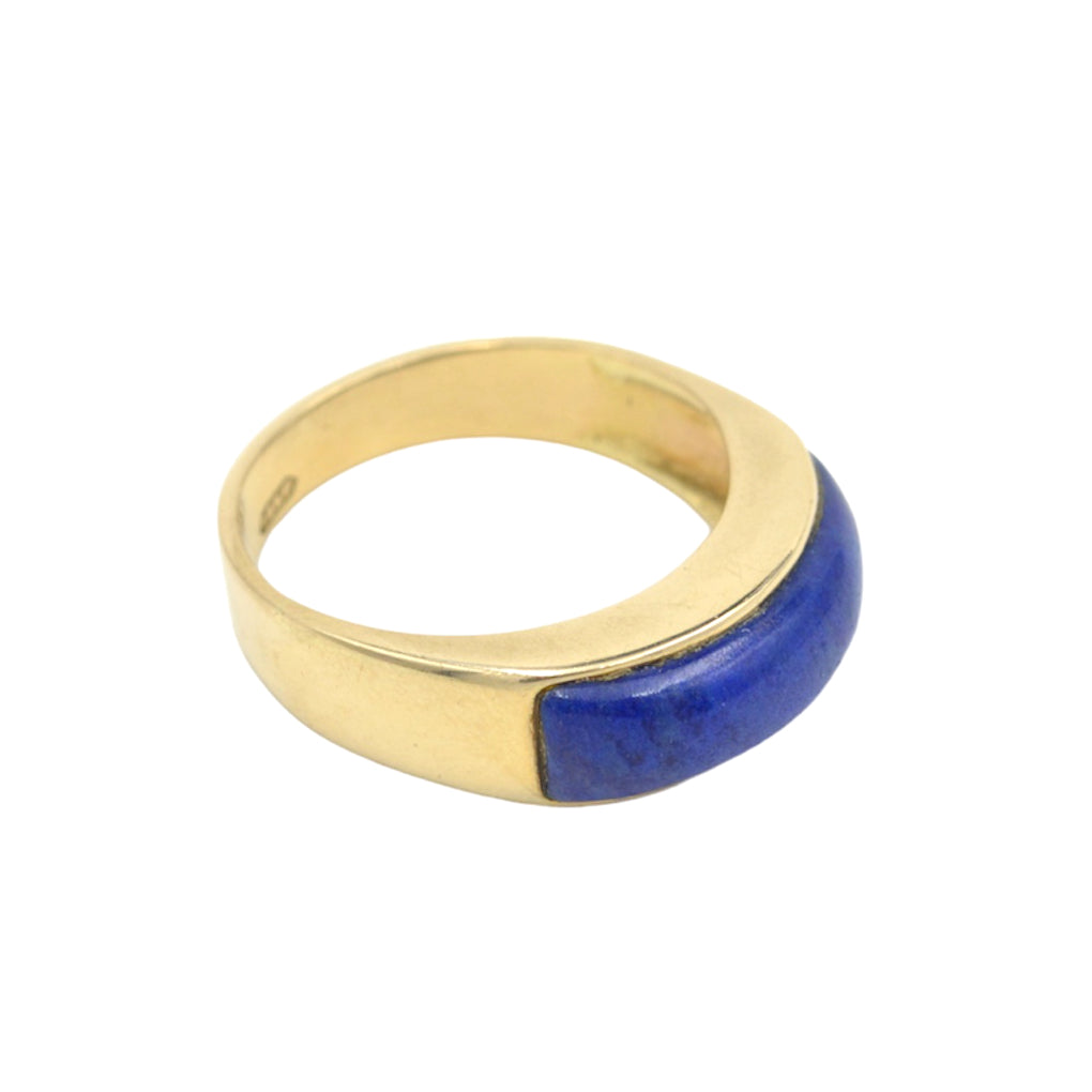 Vintage Lapis Lazuli and 14k Gold Saddle Ring