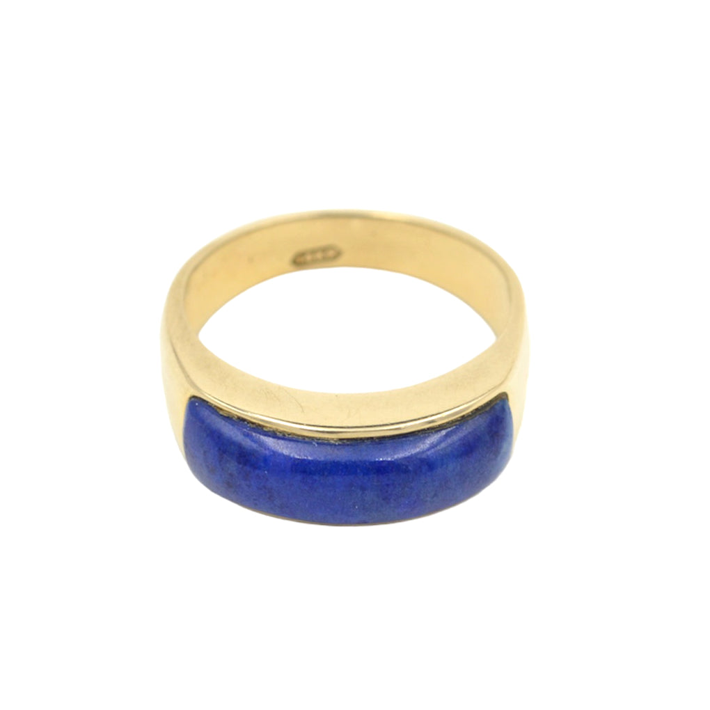 Vintage Lapis Lazuli and 14k Gold Saddle Ring