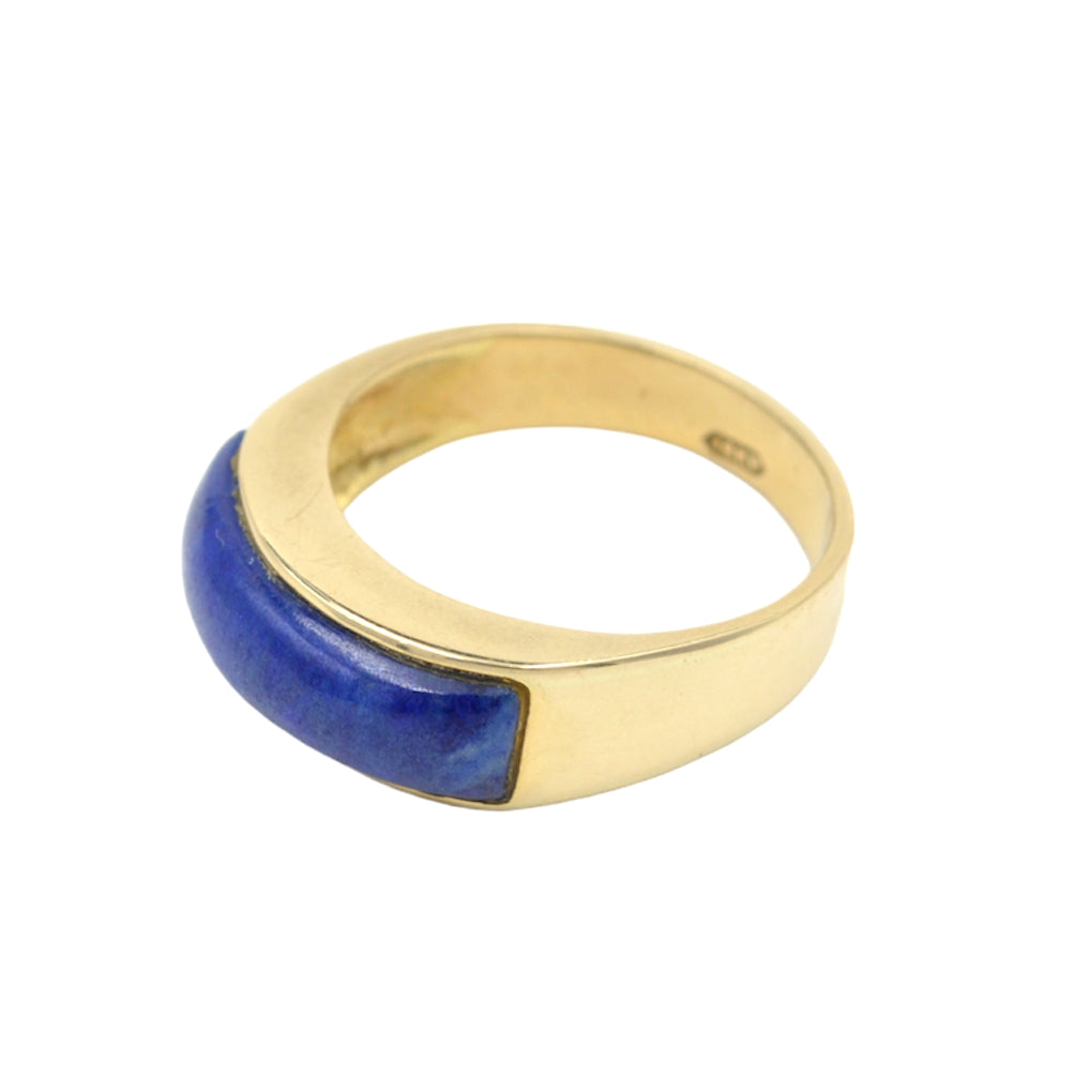 Vintage Lapis Lazuli and 14k Gold Saddle Ring