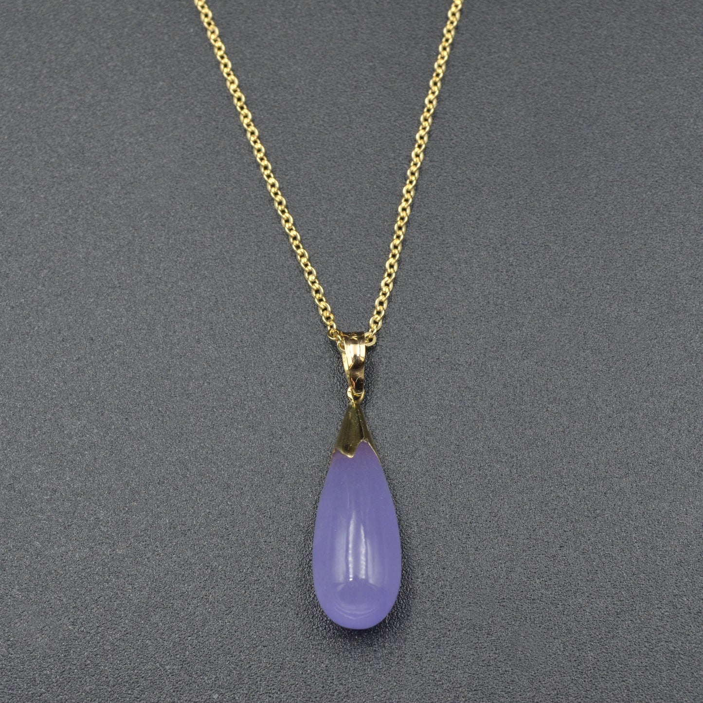 Lavender Jade and Gold Drop Necklace