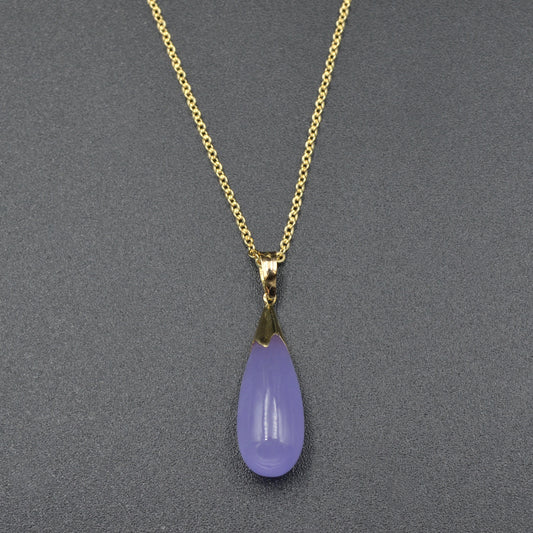 Lavender Jade and Gold Drop Necklace