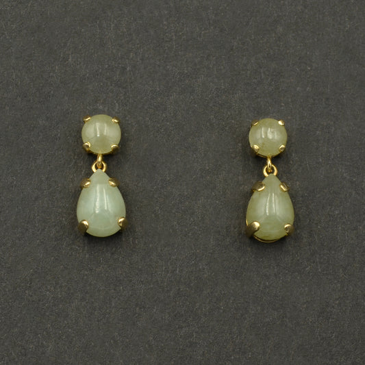 Jade and Gold Drop Earrings