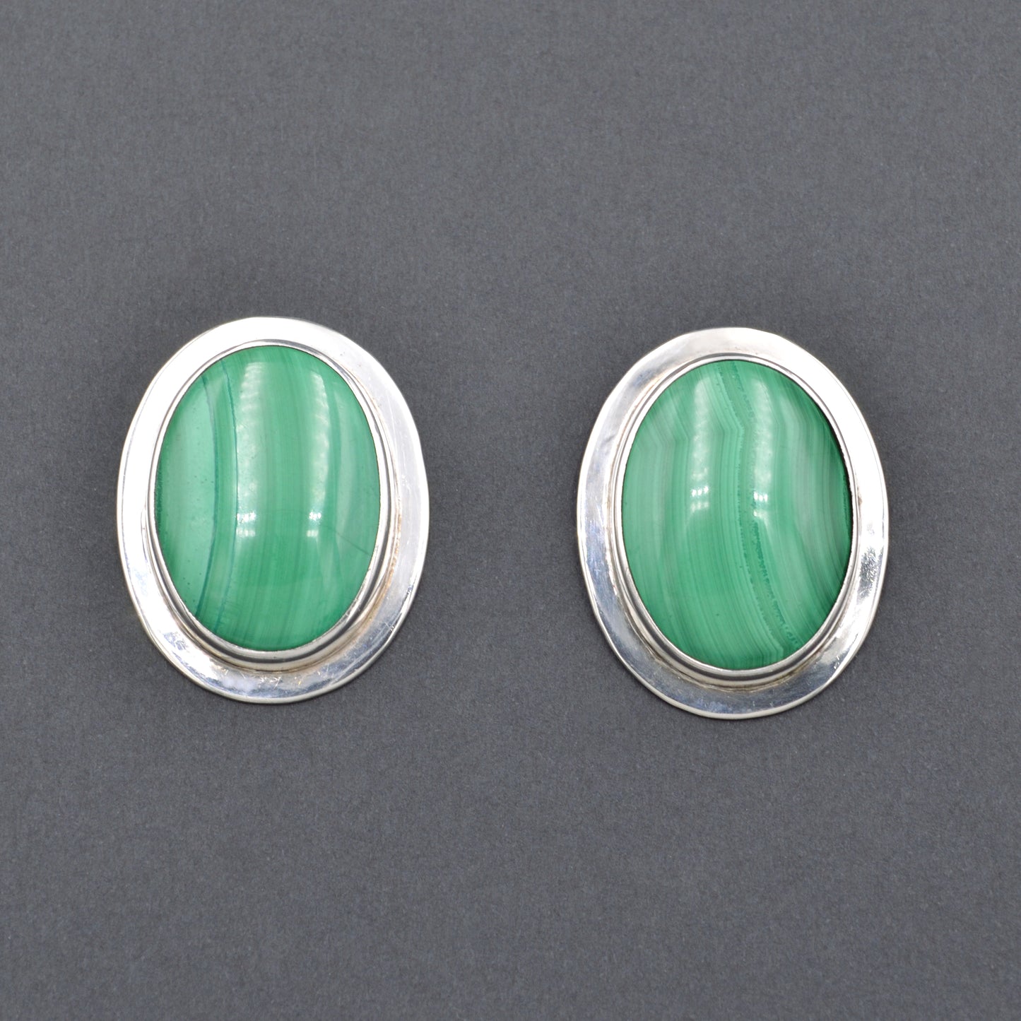 Vintage Southwestern Silver and Malachite Post Earrings