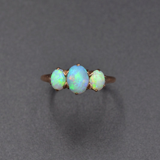 Antique Victorian Opal Trilogy and 14k Gold Ring