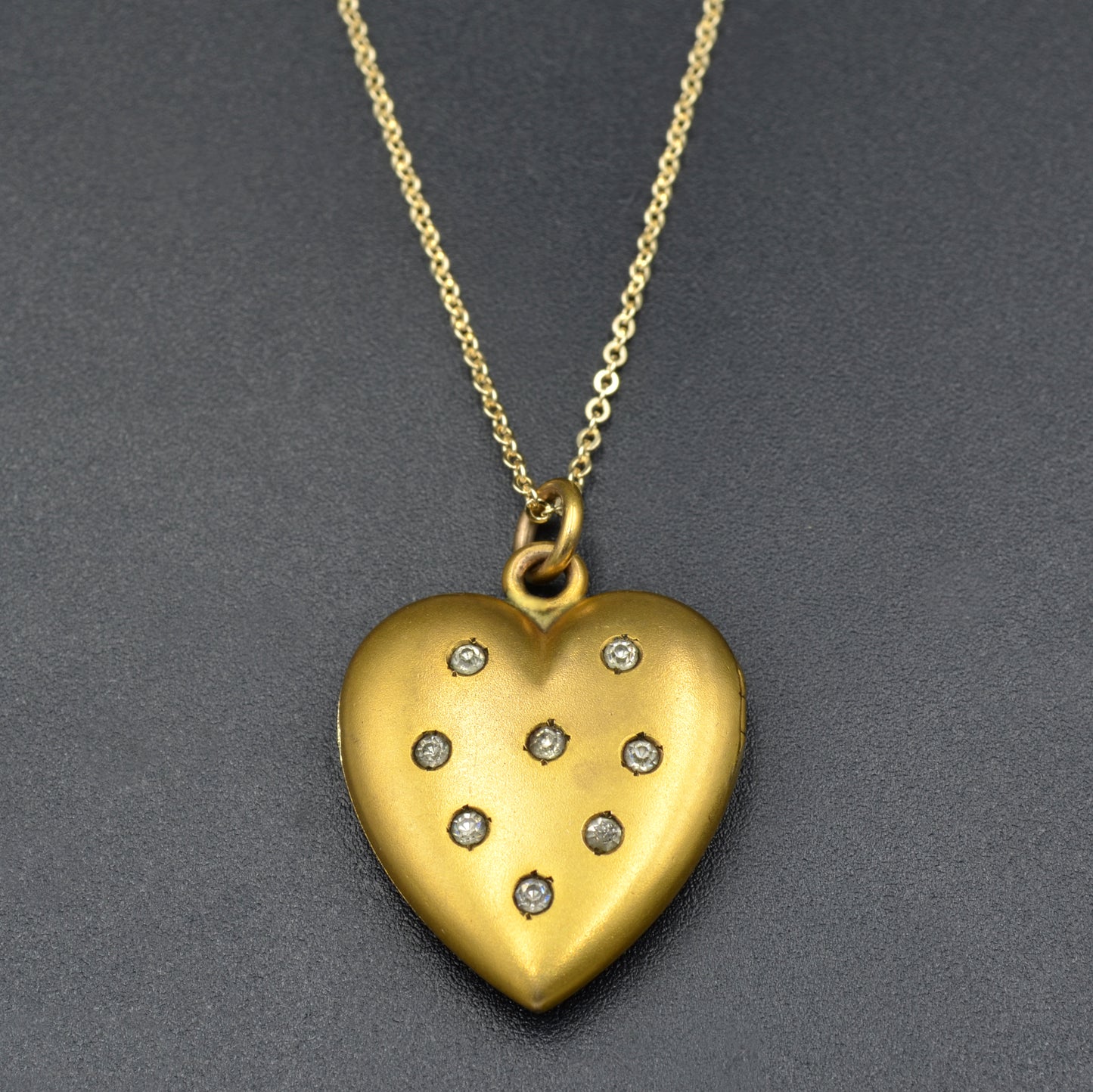 Antique Heart Shaped Gold-filled Victorian Locket with Paste Accents