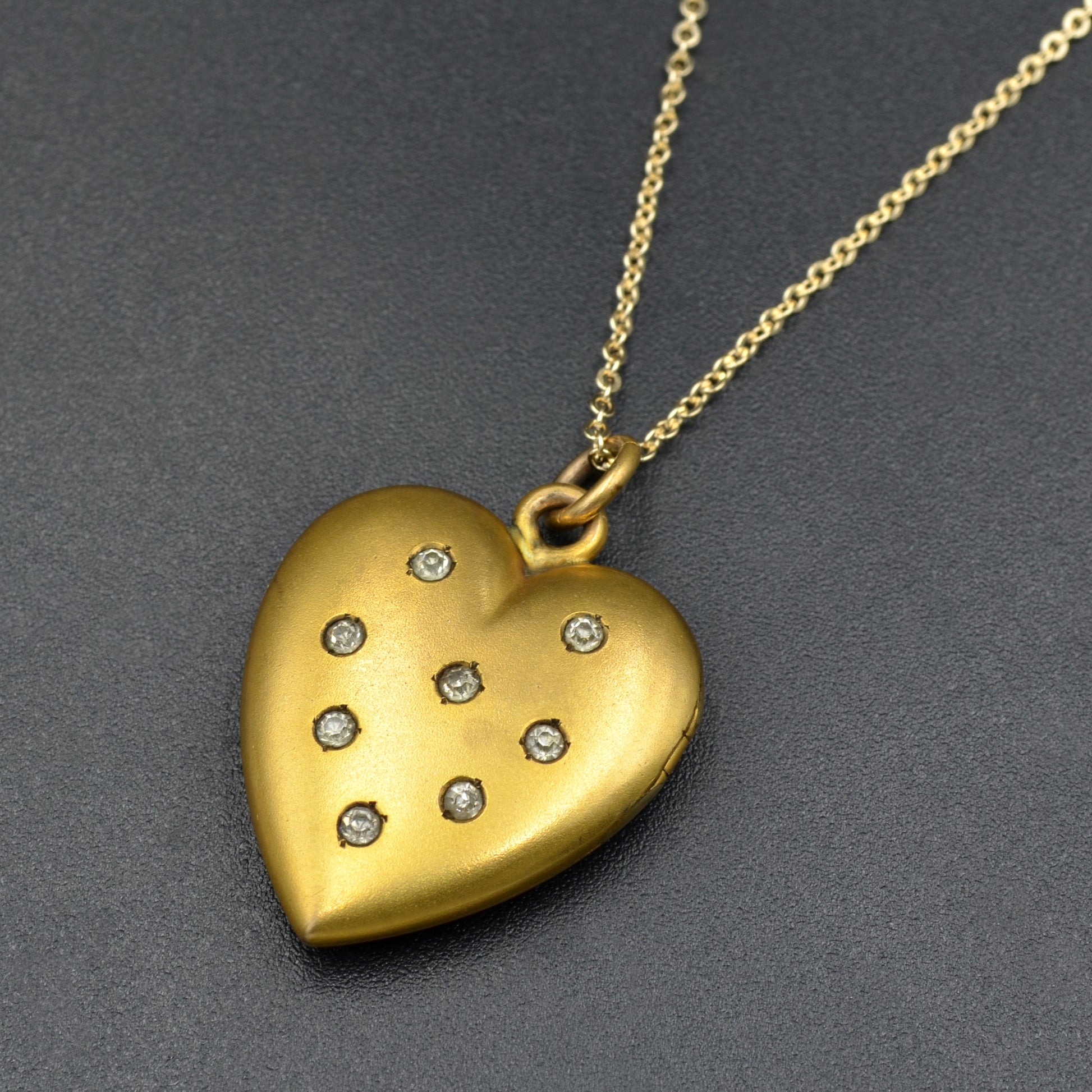 Antique Heart Shaped Gold-filled Victorian Locket with Paste Accents