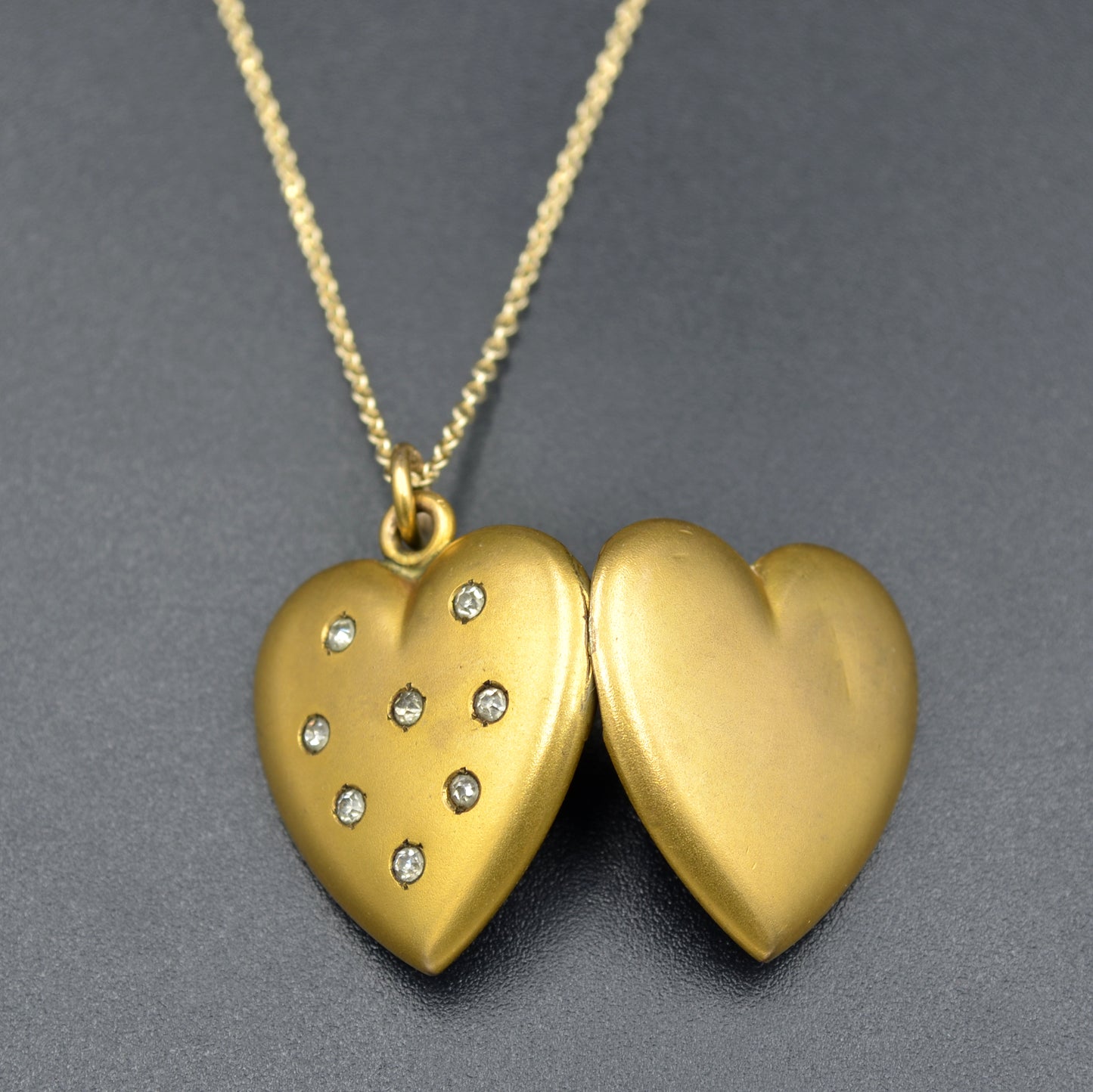 Antique Heart Shaped Gold-filled Victorian Locket with Paste Accents