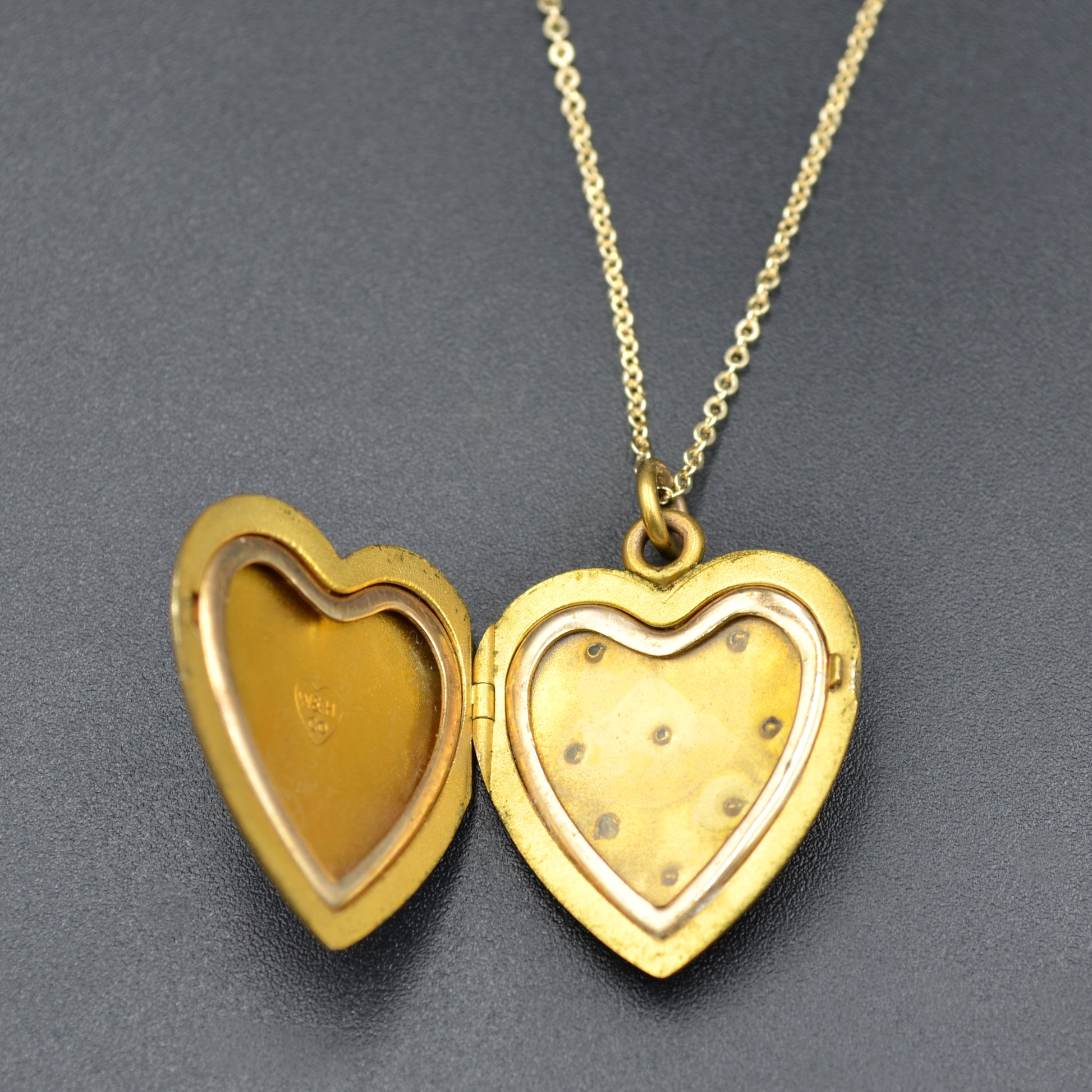 Antique Heart Shaped Gold-filled Victorian Locket with Paste Accents