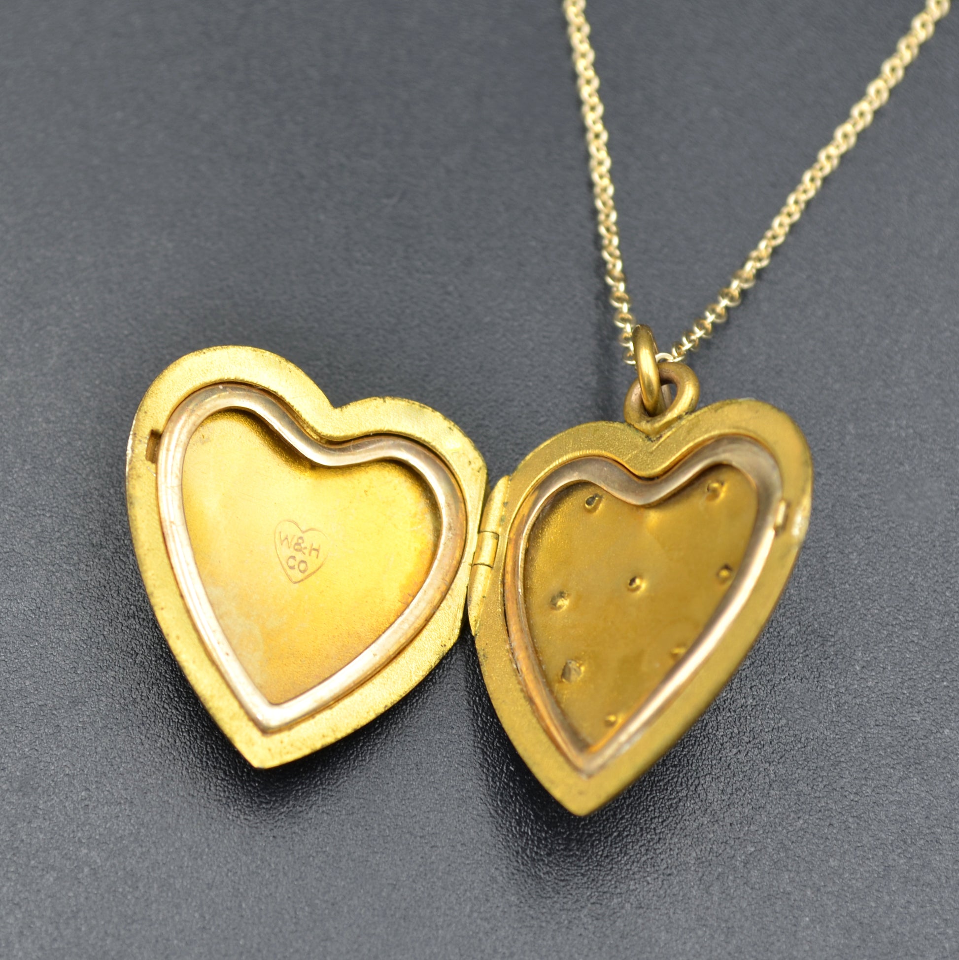 Antique Heart Shaped Gold-filled Victorian Locket with Paste Accents