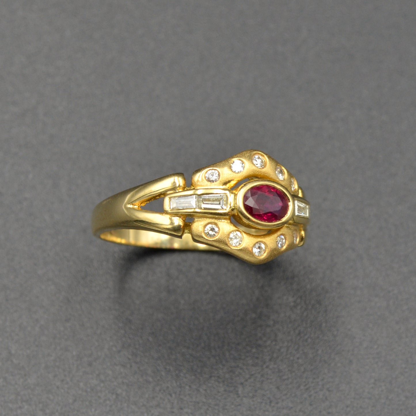 Vintage Ruby, Diamond and 18k Gold Ring