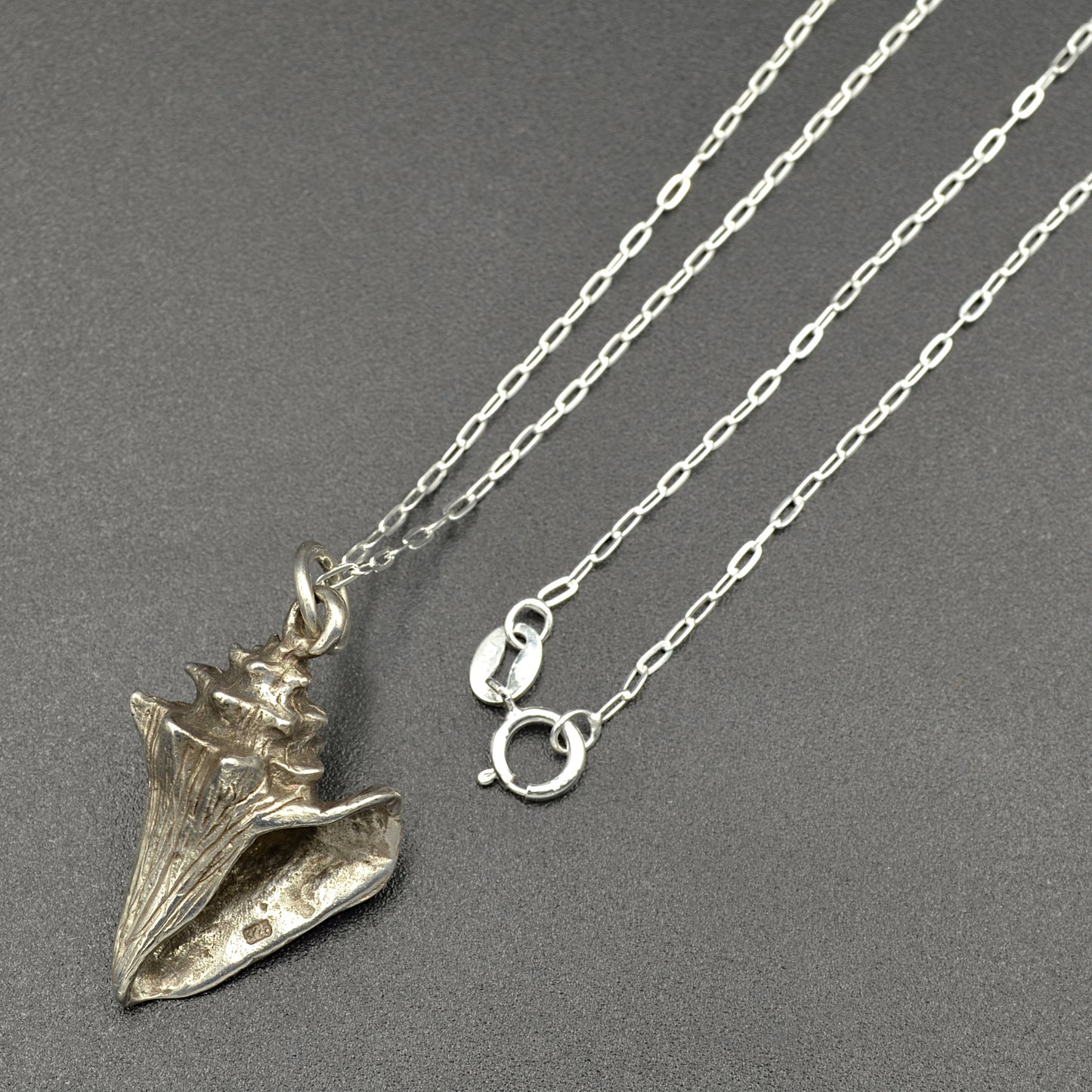 Silver Conch Shell Pendant Necklace