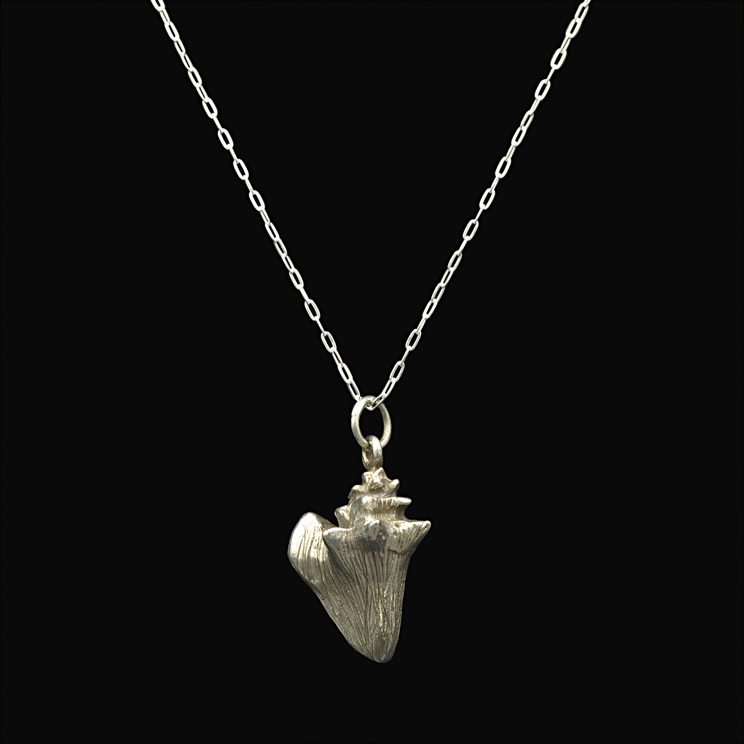 Silver Conch Shell Pendant Necklace