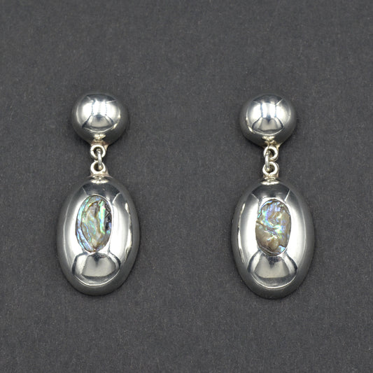 Vintage sterling silver and abalone shell drop earrings