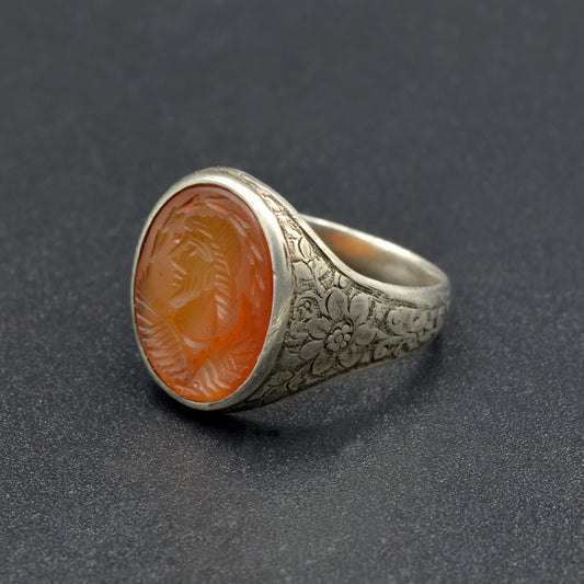Carnelian and Silver Intaglio Ring
