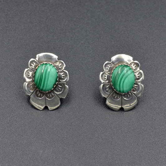 Malachite and Silver Earrings
