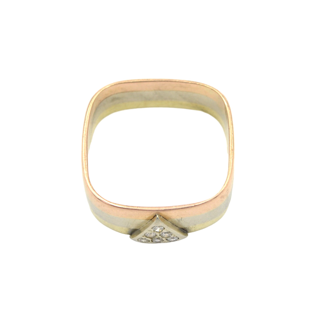 Vintage Tricolor 14k Rose White and Yellow Gold and Diamond Ring