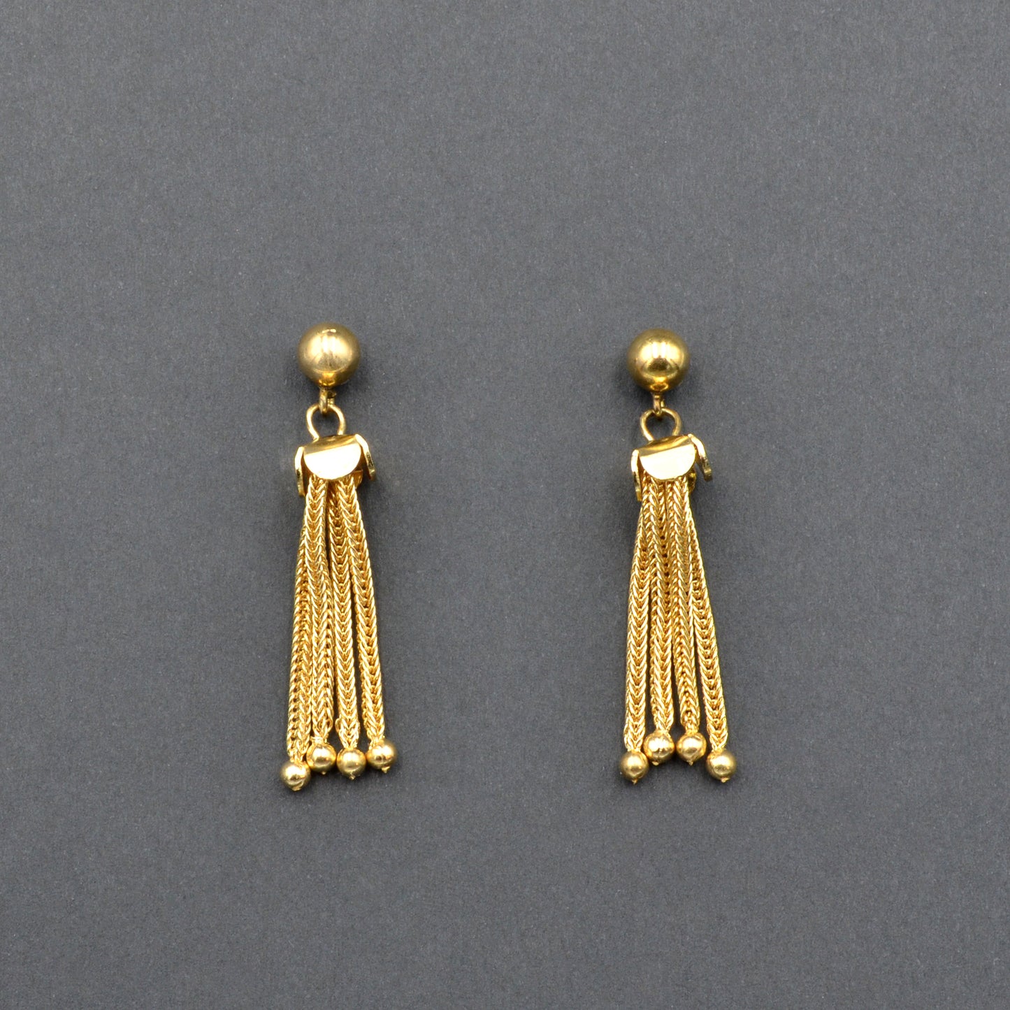 Vintage Victorian Revival 14k Gold Tassel Drop Earrings