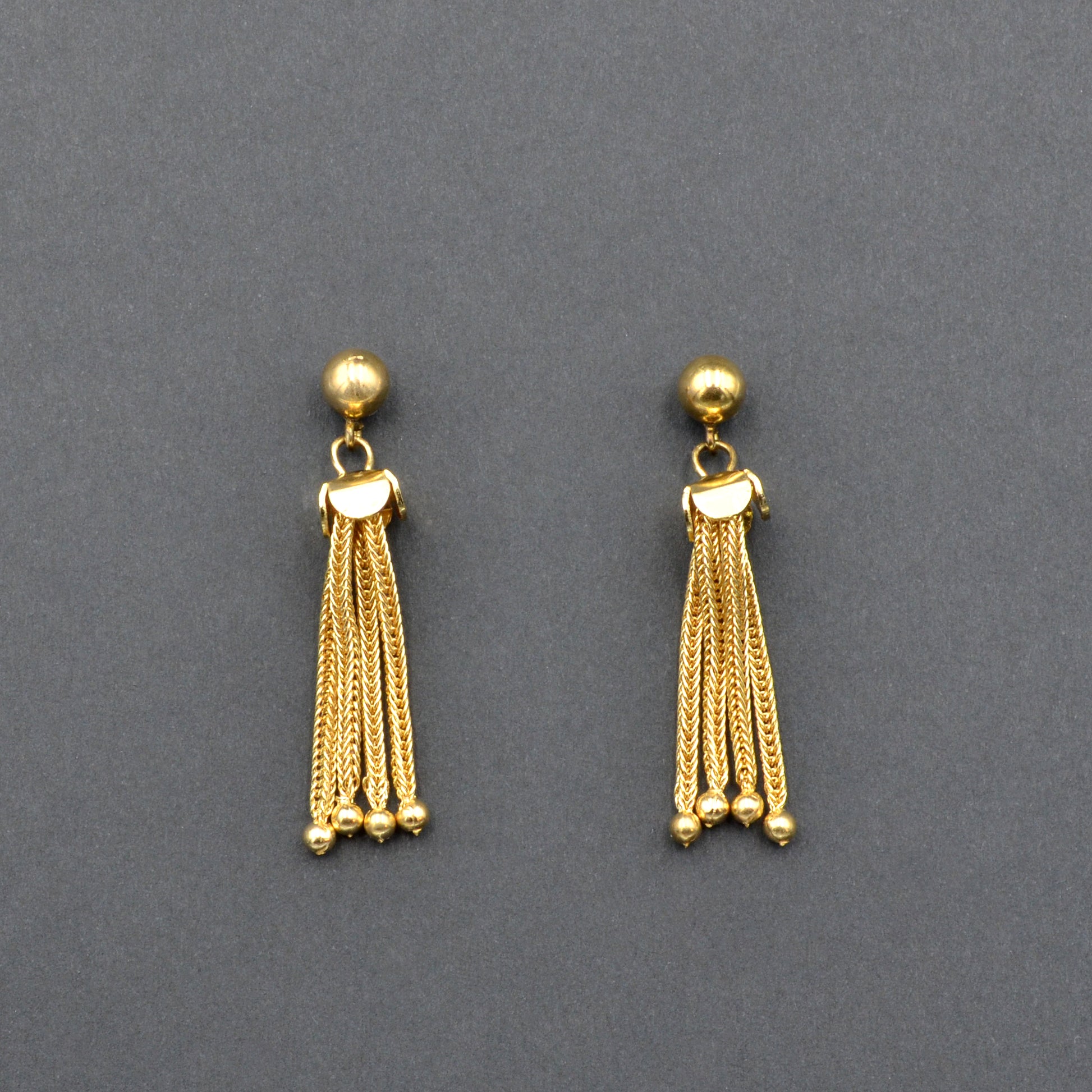 Vintage Victorian Revival 14k Gold Tassel Drop Earrings