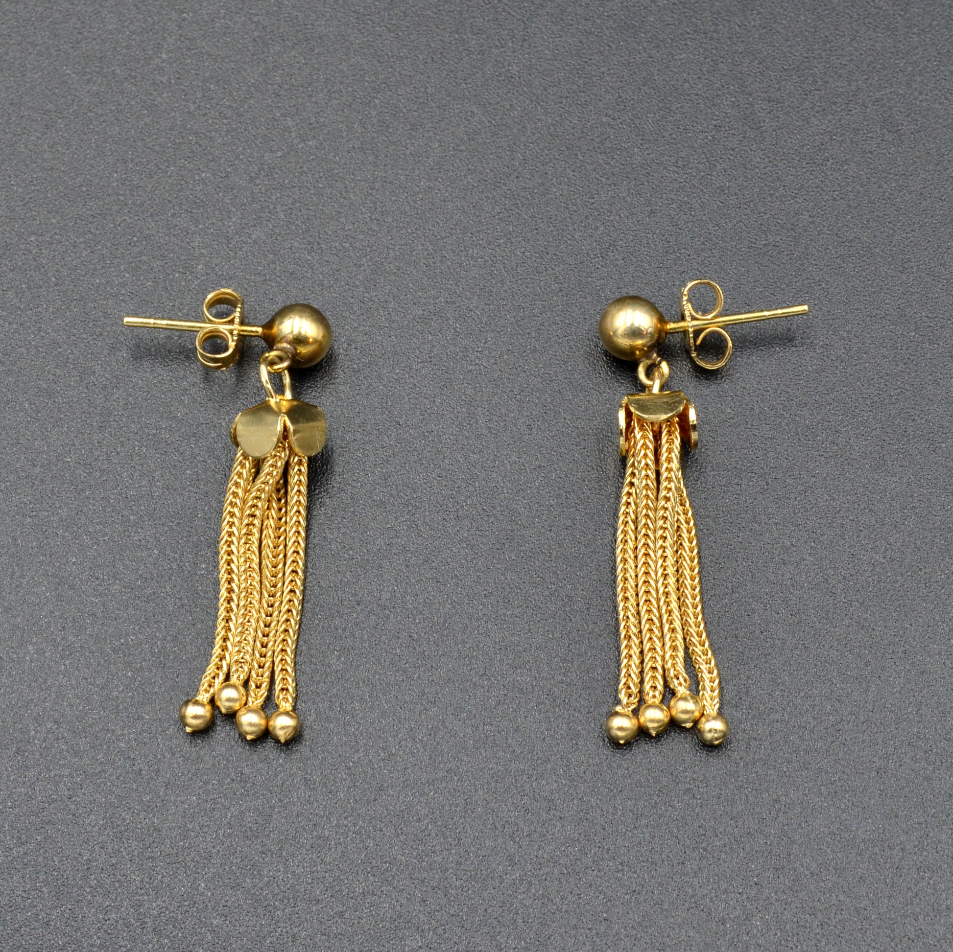 Vintage Victorian Revival 14k Gold Tassel Drop Earrings