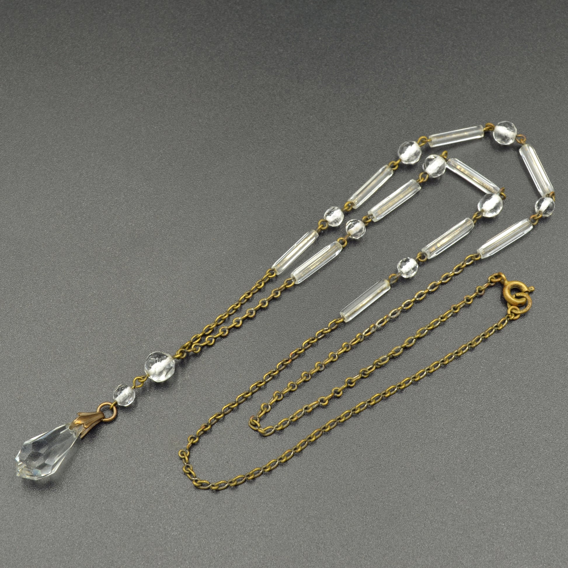 Vintage Faceted Crystal Lavalier Necklace