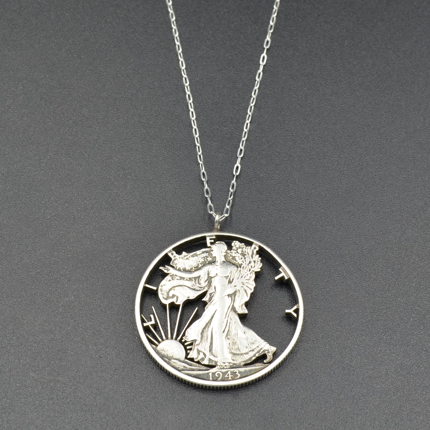 Silver Walking Liberty Pendant Necklace