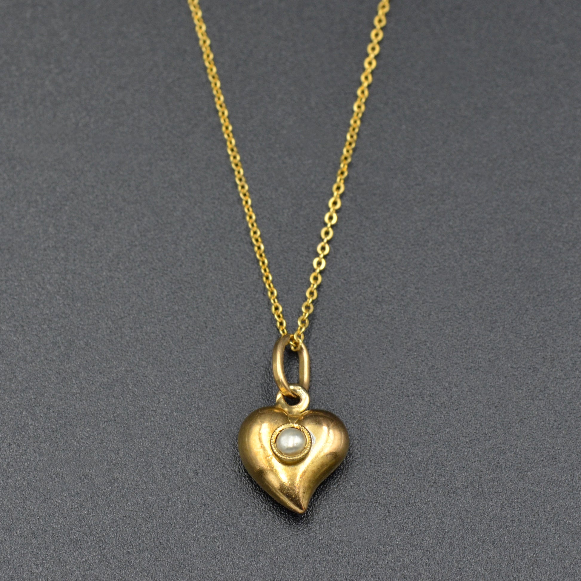 Antique Luckenbooth Witch's Heart 15k Gold and Pearl Necklace